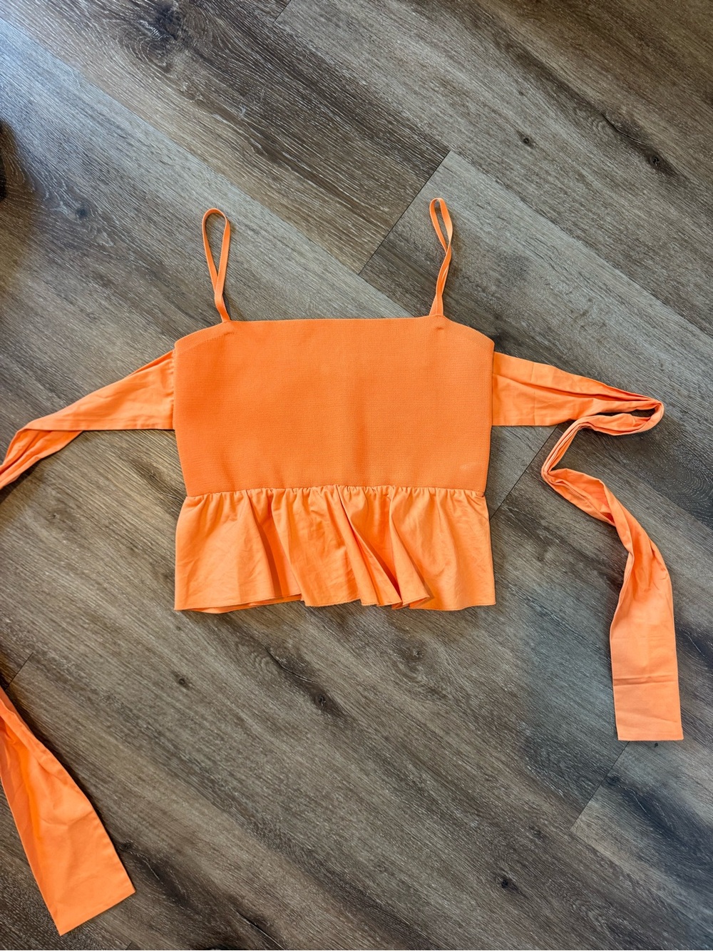 Zara Orange Ruffle Tie-Crop Camisole